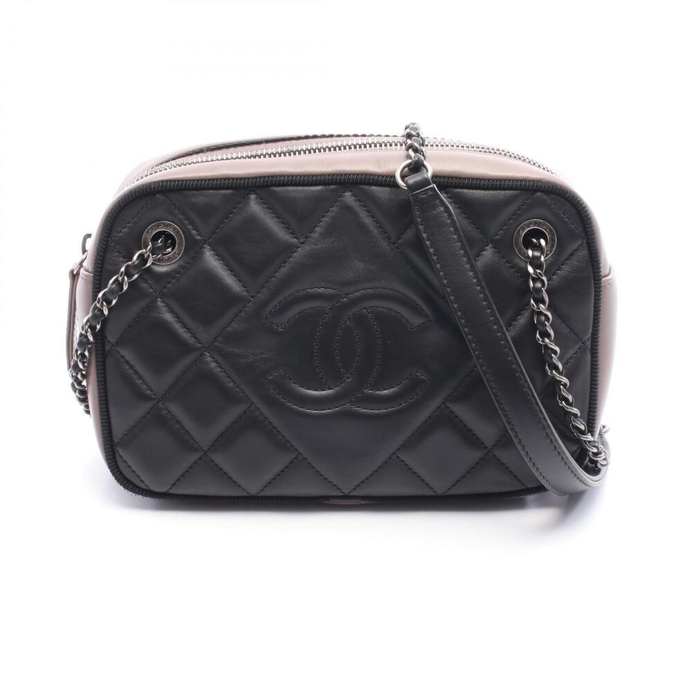 Chanel Ballerina Matelasse Coco Mark Shoulder Bag Leather Black Purple